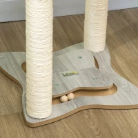 PawHut Ansamblu de pisici , turn pentru pisici cu 2 straturi pentru pisici de interior cu stalp de zgariat din sisal, pat pentru pisoi de plus, bila, 53,55x53,5x66 cm(m-7)
