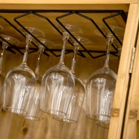 HOMCOM Dulap de vinuri rulant pentru 14 sticle, bufet de bucatarie pe roti cu usa, sertar, rafturi deschise pentru sufragerie, bar de casa, maro inchis(m-8)