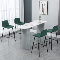 HOMCOM Set de 4 scaune de bar modern, scaun de bucatarie, de bar tapitate cu spatar, picioare de otel, verde(m-2)