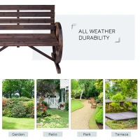 Outsunny 2-persoons tuinbank zitbank wieldesign tuinzitje houten bank landelijke stijl(m-7)
