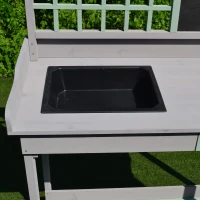 HOMCOM Houten plantentafel tuiniertafel tuintafel bloementafel met schuiflade kuip tuin(m-7)