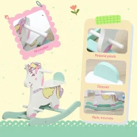 AIYAPLAY Licorne à bascule cheval à bascule pour enfants de 1 à 3 ans avec poignées repose-pied butées(m-6)