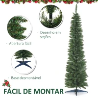 HOMCOM Árvore de Natal Artificial 210cm Ignífugo com 499 Pontas de Ramo PVC e Suporte de Metal Decoração de Natal para Interiores Fácil de Montar Verde(m-5)