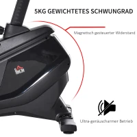 HOMCOM Heimtrainer Fahrradtrainer Trimmrad Magnetisch Pulsmessung LCD-Computer-Display Fitness Fahrrad einstellbar 150 kg Stahl Schwarz 94 x 54 x 142 cm(m-7)