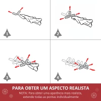 HOMCOM Árvore de Natal Artificial 210cm Ignífugo com 499 Pontas de Ramo PVC e Suporte de Metal Decoração de Natal para Interiores Fácil de Montar Verde(m-6)