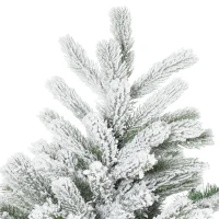 HOMCOM Árvore de Natal Nevada Artificial 150cm com 521 Ramos PVC e PE Base Dobrável e Suporte de Metal Decoração de Natal para Interiores Ø90x150cm Verde e Branco(m-8)