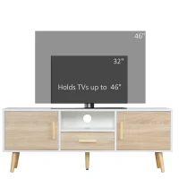 HOMCOM Suport TV modern pentru televizoare de pana la 46", Unitate TV cu dulapuri si sertar, consola media cu usa pentru sufragerie, stejar(m-7)