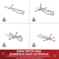 HOMCOM Árvore de Natal Artificial com 745 Ramos 200 Luzes LED com Cor Branco Quente Suporte e Decorações Incluídas Ø112x180cm Verde(m-7)