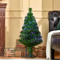 HOMCOM Árvore de Natal 90cm Artificial Árvore com Suporte Fibra Óptica 4 Cores material PVC Φ48x90 cm(m-4)