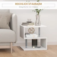 HOMCOM bijzettafel salontafel woonkamertafel salontafel 3 vakken spaanplaat + aluminiumlegering wit 48 x 48 x 48 cm | Aosom.de(m-5)