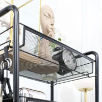 HOMCOM Carucior utilitar cu 4 niveluri, carucior de servire rulant cu cosuri de plasa detasabile, pentru sufragerie si bucatarie, spalatorie, garaj si baie, negru(m-7)