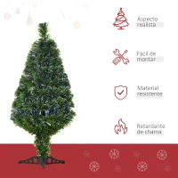 HOMCOM Árvore de Natal 90cm Artificial Árvore com Suporte Fibra Óptica 4 Cores material PVC Φ48x90 cm(m-8)