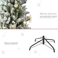 HOMCOM Árvore de Natal 180cm Neve Artificial com 394 Ramos Ignífugos de PVC Base Dobrável e Suporte de Aço Decoração de Natal para Interiores Ø60x180cm Verde e Branco(m-7)