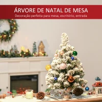 HOMCOM Árvore de Natal Artificial 60cm com 67 Ramos Ignífugos e Base de Cimento Decoração de Natal para Mesa Escritório Ø32x60cm Verde e Branco(m-6)