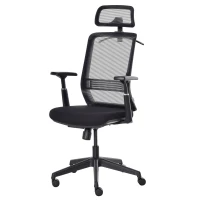 Vinsetto Bürostuhl Schreibtischstuhl ergonomischer Arbeitstuhl mit Kopfstütze Kleiderbügel höhenverstellbar Drehstuhl 150 kg Belastbarkeit Wohnzimmer Nylon Mesh Schwarz 66x68x116-126 cm(m-11)