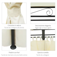 Outsunny Gazebo da Giardino 4x3m con 6 Pareti Rimovibili in Poliestere Anti UV, Crema(m-5)