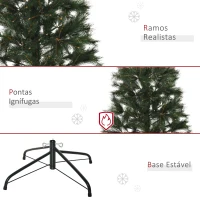 HOMCOM Árvore de Natal 150cm Artificial com 219 Agulhas de Pinheiro de PVC Ignífugo Base Dobrável e Suporte de Aço Montagem Rápida Decoração de Natal para Interiores Verde(m-7)