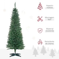 HOMCOM Árvore de Natal Artificial 150cm Ignífugo com 294 Pontas de Ramo PVC e Suporte de Metal Decoração de Natal para Interiores Ø46x150cm(m-4)