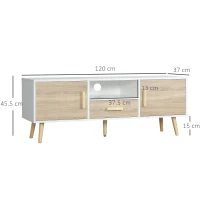 HOMCOM Suport TV modern pentru televizoare de pana la 46", Unitate TV cu dulapuri si sertar, consola media cu usa pentru sufragerie, stejar(m-3)