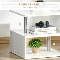 HOMCOM bijzettafel salontafel woonkamertafel salontafel 3 vakken spaanplaat + aluminiumlegering wit 48 x 48 x 48 cm | Aosom.de(m-6)