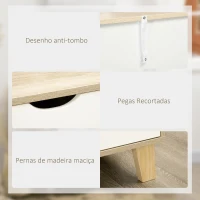 HOMCOM Cómoda com 6 Gavetas e Pés Elevados Cómoda para Dormitório Estilo Moderno Anti-Tombo 120x40x76cm Madeira e Branco(m-6)