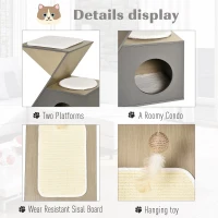 PawHut cusca pentru pisici, 60x37x65cm, gri(m-5)