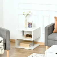 HOMCOM bijzettafel salontafel woonkamertafel salontafel 3 vakken spaanplaat + aluminiumlegering wit 48 x 48 x 48 cm | Aosom.de(m-9)