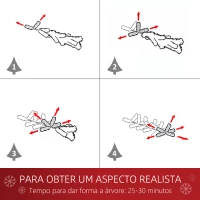 HOMCOM Árvore de Natal 180cm Neve Artificial com 394 Ramos Ignífugos de PVC Base Dobrável e Suporte de Aço Decoração de Natal para Interiores Ø60x180cm Verde e Branco(m-5)