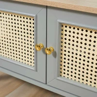 HOMCOM Sapateira para 6 Pares de Sapatos com 2 Portas de Vime e Prateleira Ajustável Sapateira Estilo Cannage 80x35x45cm Cinza(m-7)