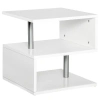 HOMCOM bijzettafel salontafel woonkamertafel salontafel 3 vakken spaanplaat + aluminiumlegering wit 48 x 48 x 48 cm | Aosom.de(m-1)