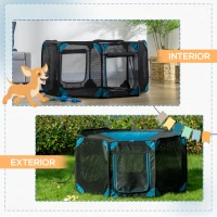 PawHut Parque Plegable para Perros de 8 Paneles Parque de Juego para Mascotas con Bolsa de Transporte Ø126x58 cm Azul(m-6)