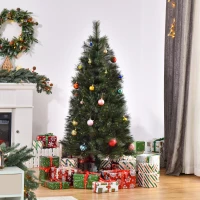 HOMCOM Árvore de Natal 150cm Artificial com 219 Agulhas de Pinheiro de PVC Ignífugo Base Dobrável e Suporte de Aço Montagem Rápida Decoração de Natal para Interiores Verde(m-10)