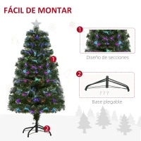 HOMCOM Árvore de Natal 120cm com 130 Luzes LED de Múltiplas Cores e Estrela Decorativa Ø66x120 cm Verde(m-5)