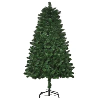 HOMCOM Árvore de Natal Artificial 150cm Ignífuga com 454 Ramas com 2 Tipos de Pontas de PVC e Base de Aço Decoração de Natal para Interiores Verde(m-11)