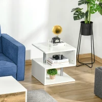 HOMCOM bijzettafel salontafel woonkamertafel salontafel 3 vakken spaanplaat + aluminiumlegering wit 48 x 48 x 48 cm | Aosom.de(m-2)