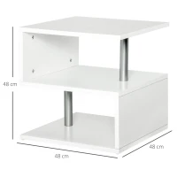 HOMCOM bijzettafel salontafel woonkamertafel salontafel 3 vakken spaanplaat + aluminiumlegering wit 48 x 48 x 48 cm | Aosom.de(m-3)