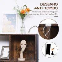 HOMCOM Estante Estilo Industrial de 4 Níveis Estante de Madeira com 7 Compartimentos 74x30x155cm Marrom Rústico(m-7)
