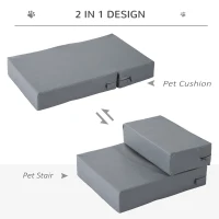 PawHut Scarita pentru Caini Saltea 2 in 1 din PU si Spuma de Cauciuc 45x39x20cm Gri(m-4)