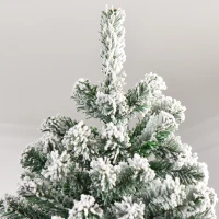 HOMCOM Árvore de Natal Ø140x225cm Neve Artificial com 1083 Pontas de PVC Base Dobrável e Suporte de Metal Decoração de Natal para Interiores Verde e Branco(m-8)