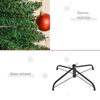 HOMCOM Árvore de Natal Artificial 210cm Ignífugo com 499 Pontas de Ramo PVC e Suporte de Metal Decoração de Natal para Interiores Fácil de Montar Verde(m-7)