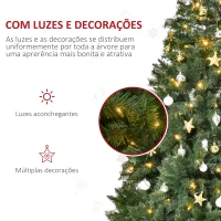 HOMCOM Árvore de Natal Artificial com 745 Ramos 200 Luzes LED com Cor Branco Quente Suporte e Decorações Incluídas Ø112x180cm Verde(m-5)