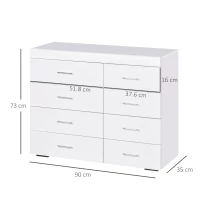 HOMCOM Comoda pentru Casa si Birou in Lemn, Alb, 90x35x73cm(m-3)
