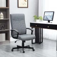 Vinsetto Scaun de birou pentru casa cu spatar inalt, pivotant la 360 de grade, inaltime si inclinare reglabila, gri inchis(m-10)