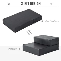 PawHut Scara pentru caini saltea 2 in 1 din PU si burete poliuretan 45x39x20cm negru(m-4)