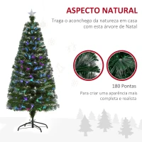 HOMCOM Árvore de Natal Artificial150cm com 180 Ramos Luzes LED de Múltiplas Cores e Estrela Decorativa Ø74x150 cm Verde(m-7)