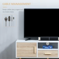 HOMCOM Suport TV modern pentru televizoare de pana la 46", Unitate TV cu dulapuri si sertar, consola media cu usa pentru sufragerie, stejar(m-6)