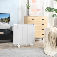 HOMCOM Aquecedor Elétrico 1500W Aquecedor Convector com Ecrã LCD 4 Modos Termostato Temporizador e 4 Rodas 67x31x68cm Branco(m-2)