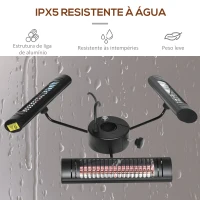 Outsunny Aquecedor Elétrico de Exterior com 3 Painéis 1000W Aquecedor de Infravermelhos com Controlo Proteção IPX5 87x75x22cm Preto(m-6)