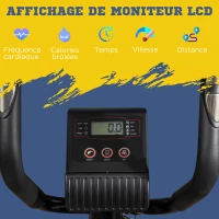HOMCOM Vélo elliptique 2 en 1 vélo d'appartement écran LCD Multifonction Hauteur & résistance réglable Acier Noir(m-4)