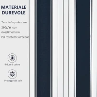 Outsunny Tenda da Sole a Bracci per Esterno con Manovella, Metallo e Poliestere, 3x2.5m Blu e Bianco(m-7)